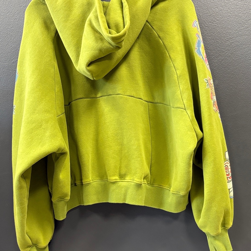 Green Graphic Zip-Up Hoodie Sweatshirt - Picture 3 of 3